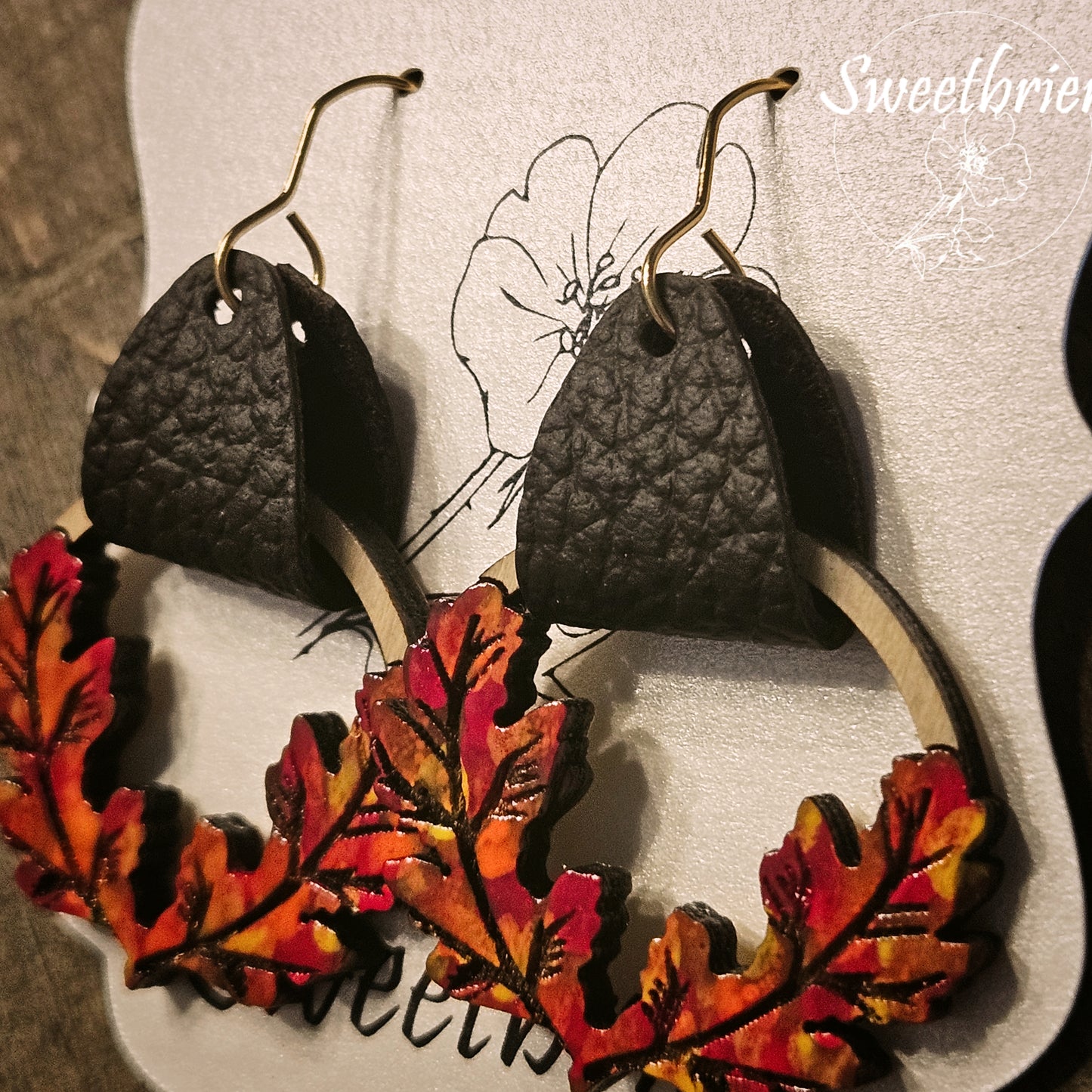 Leaf and Leather Earrings