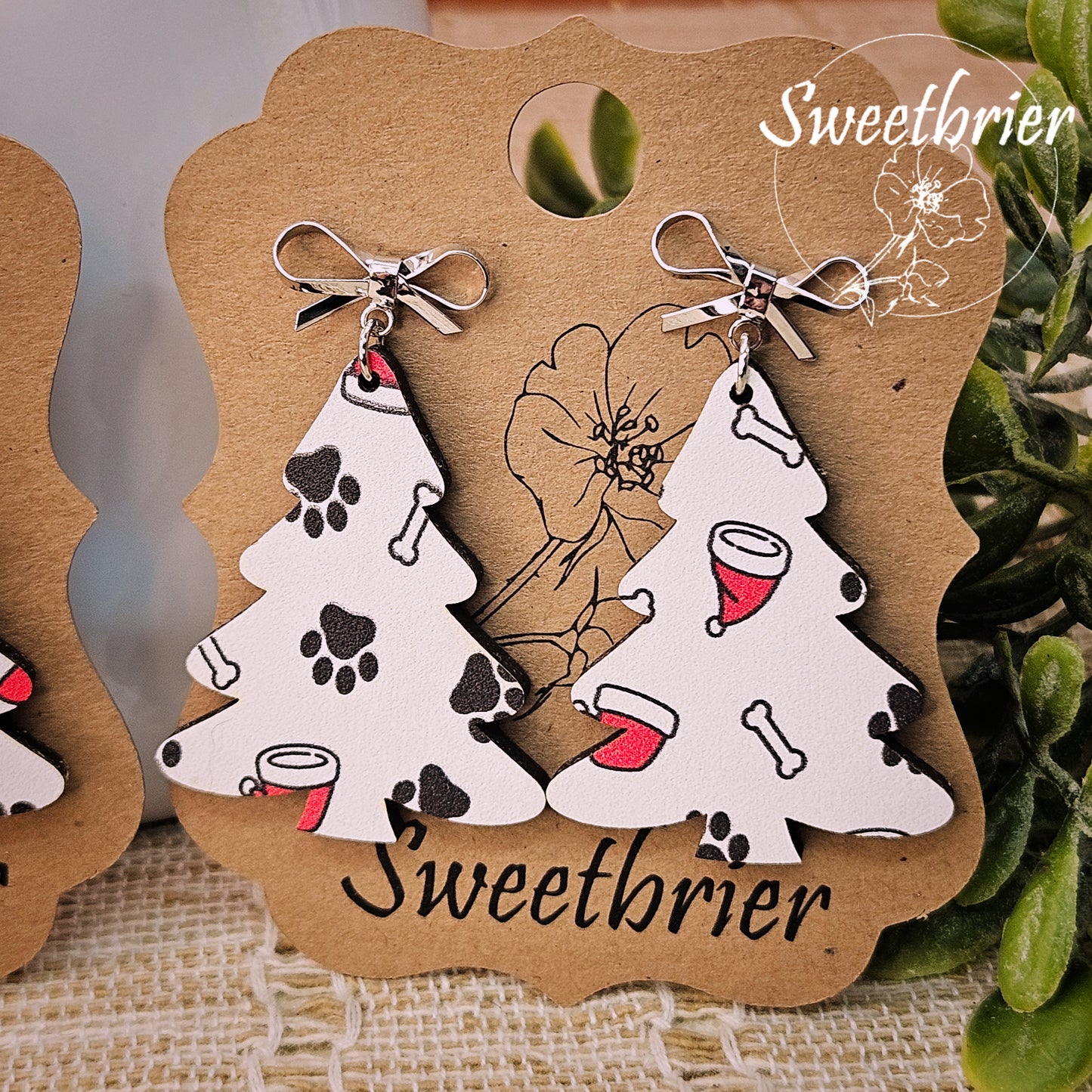Paws & Claus Christmas Tree Earrings