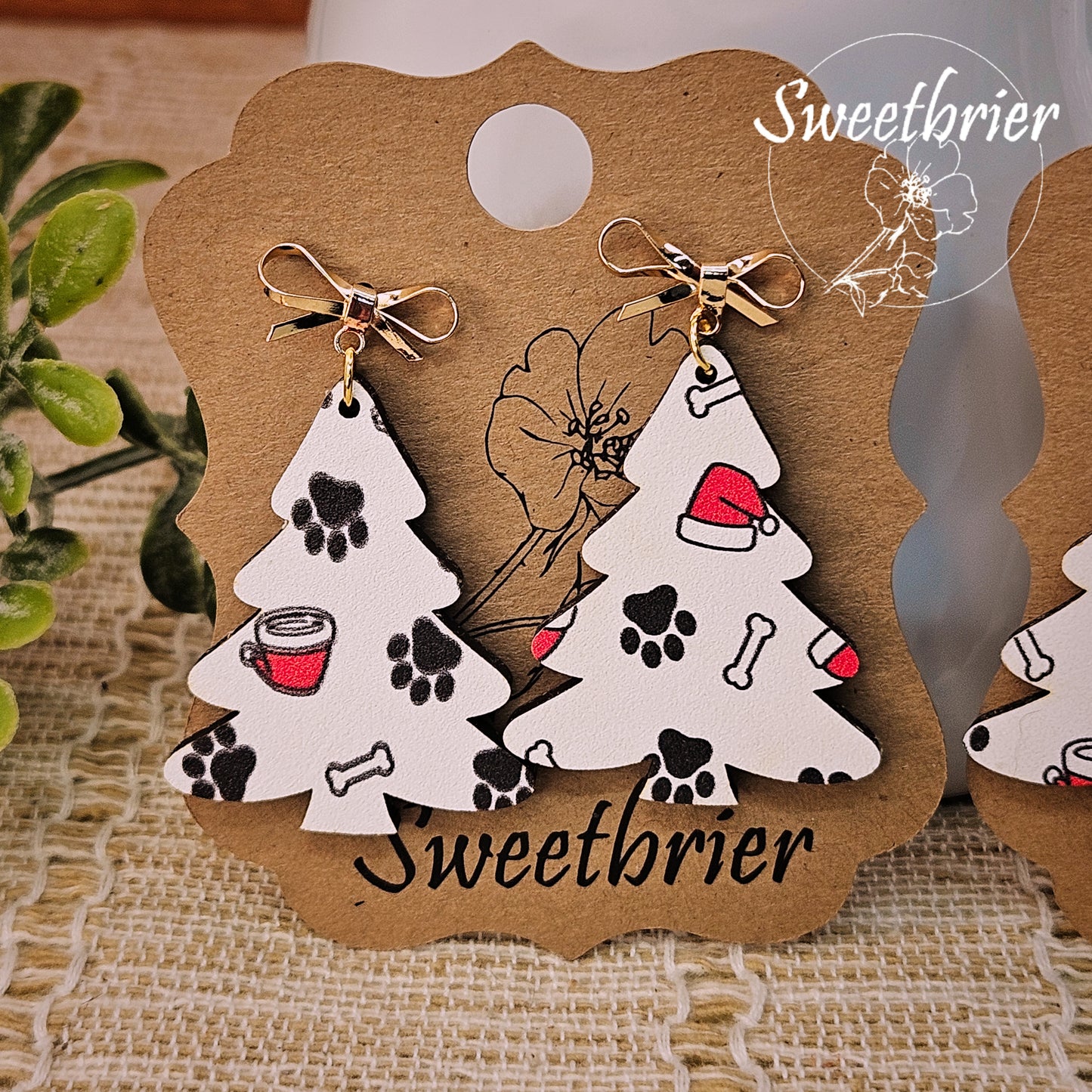 Paws & Claus Christmas Tree Earrings