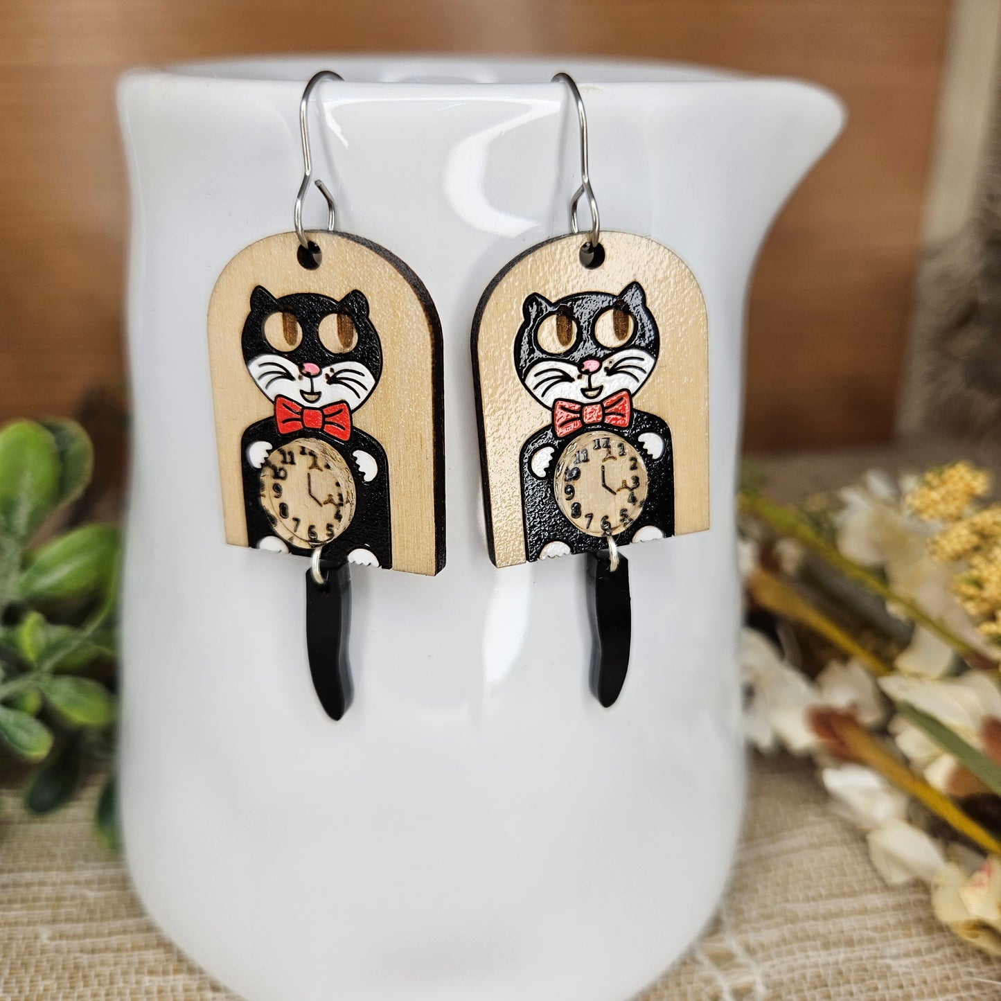 Cat Clock Earrings