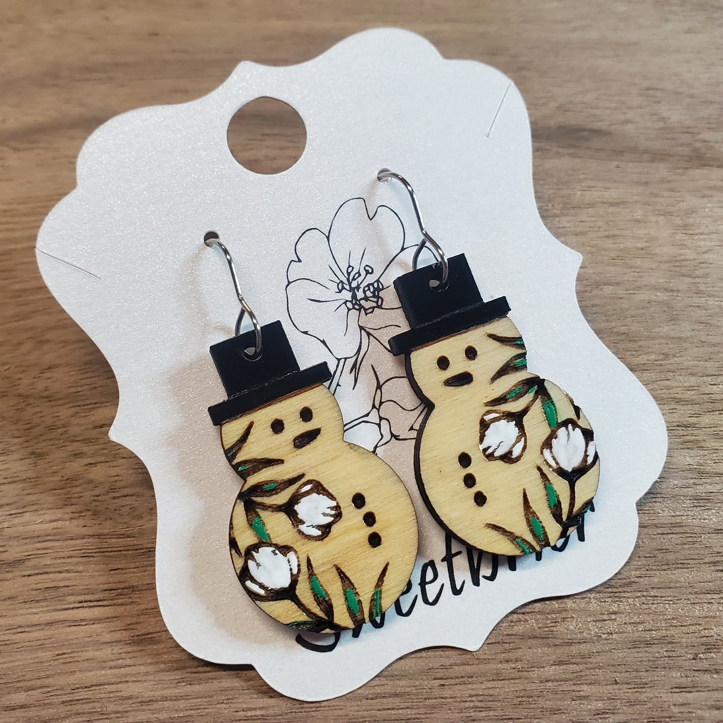 Floral Snowman Earrings