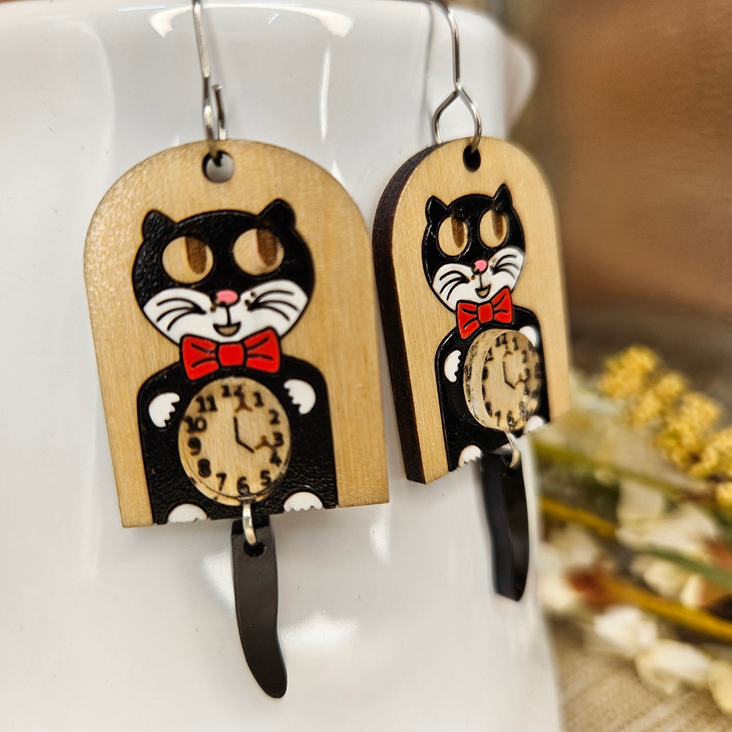 Cat Clock Earrings