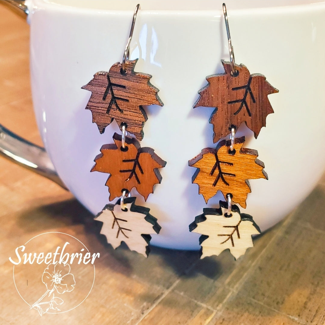 Triple Maple Leaf Earrings