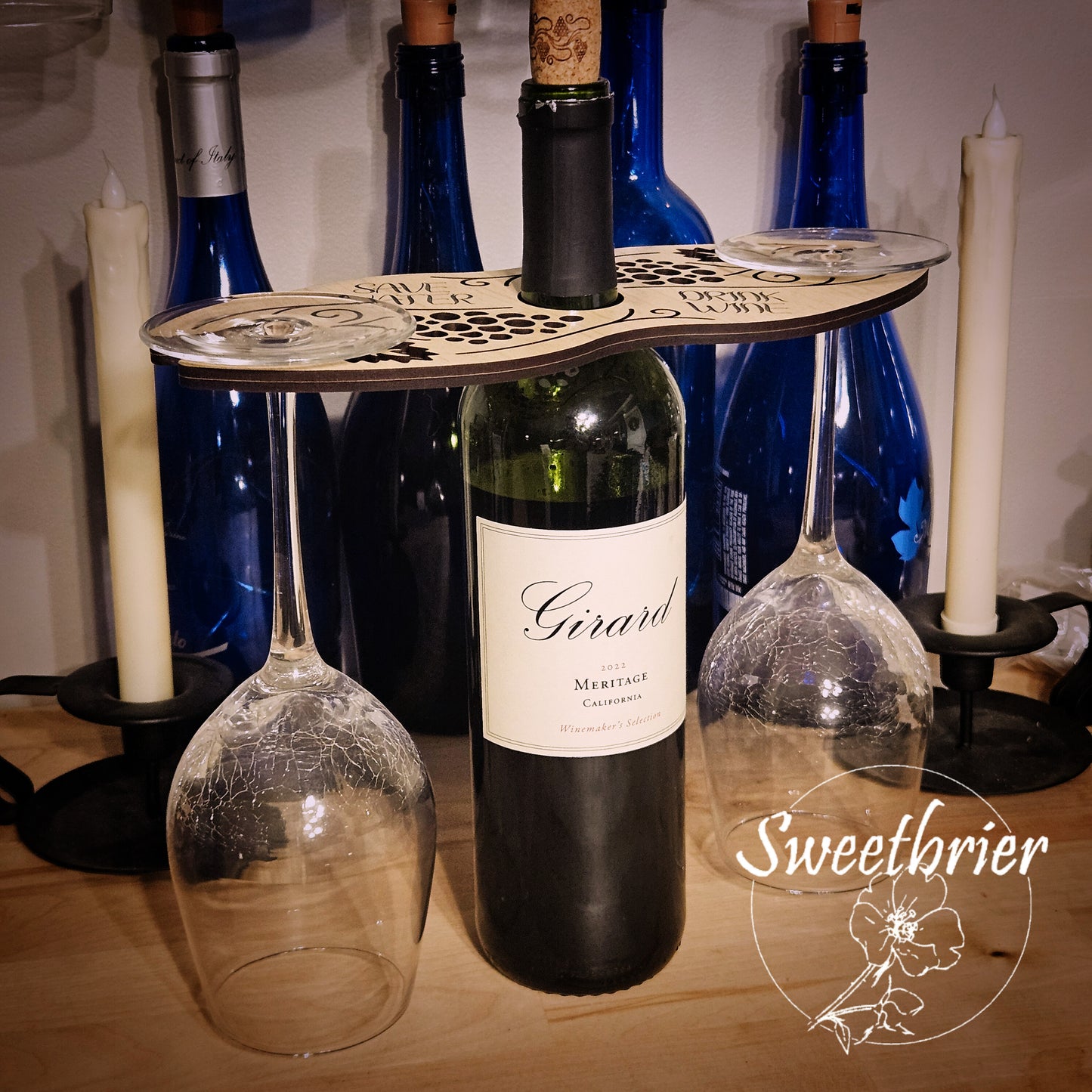Save Water Drink Wine Glass Caddy