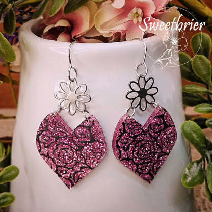 Pink Rose Earrings
