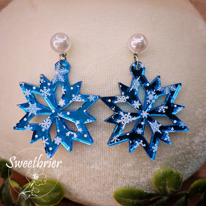 Mirrored Snowflake Earrings