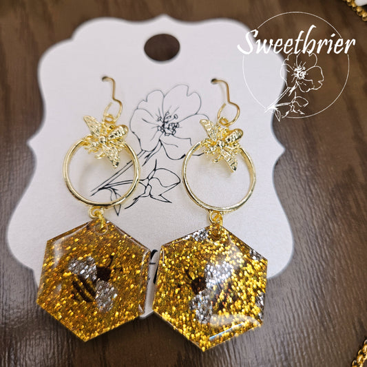 Gold Bee Earrings