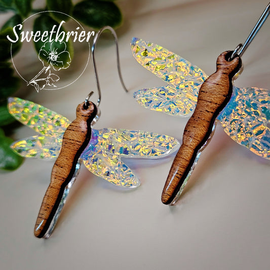 Iridescent Drift Dragonfly Earrings