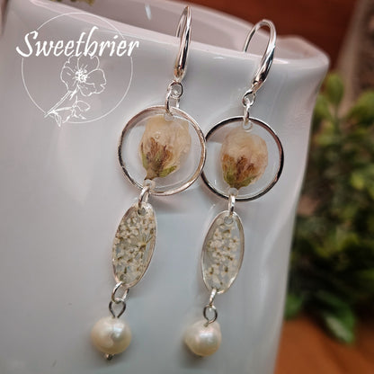 Ivory Bloom & Pearl Earrings