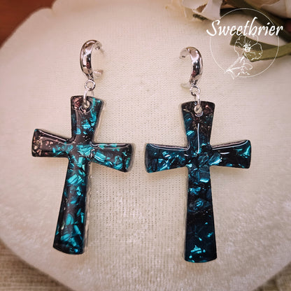 Turquoise Radiance Cross Earrings