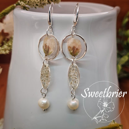 Ivory Bloom & Pearl Earrings