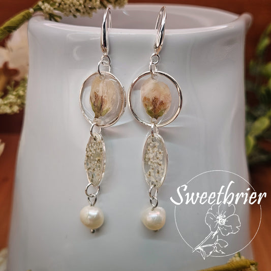 Ivory Bloom & Pearl Earrings