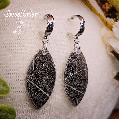Botanical Vein Leaf Drop Earrings