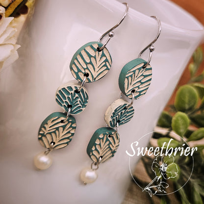 Teal Leaves Pearl Drops