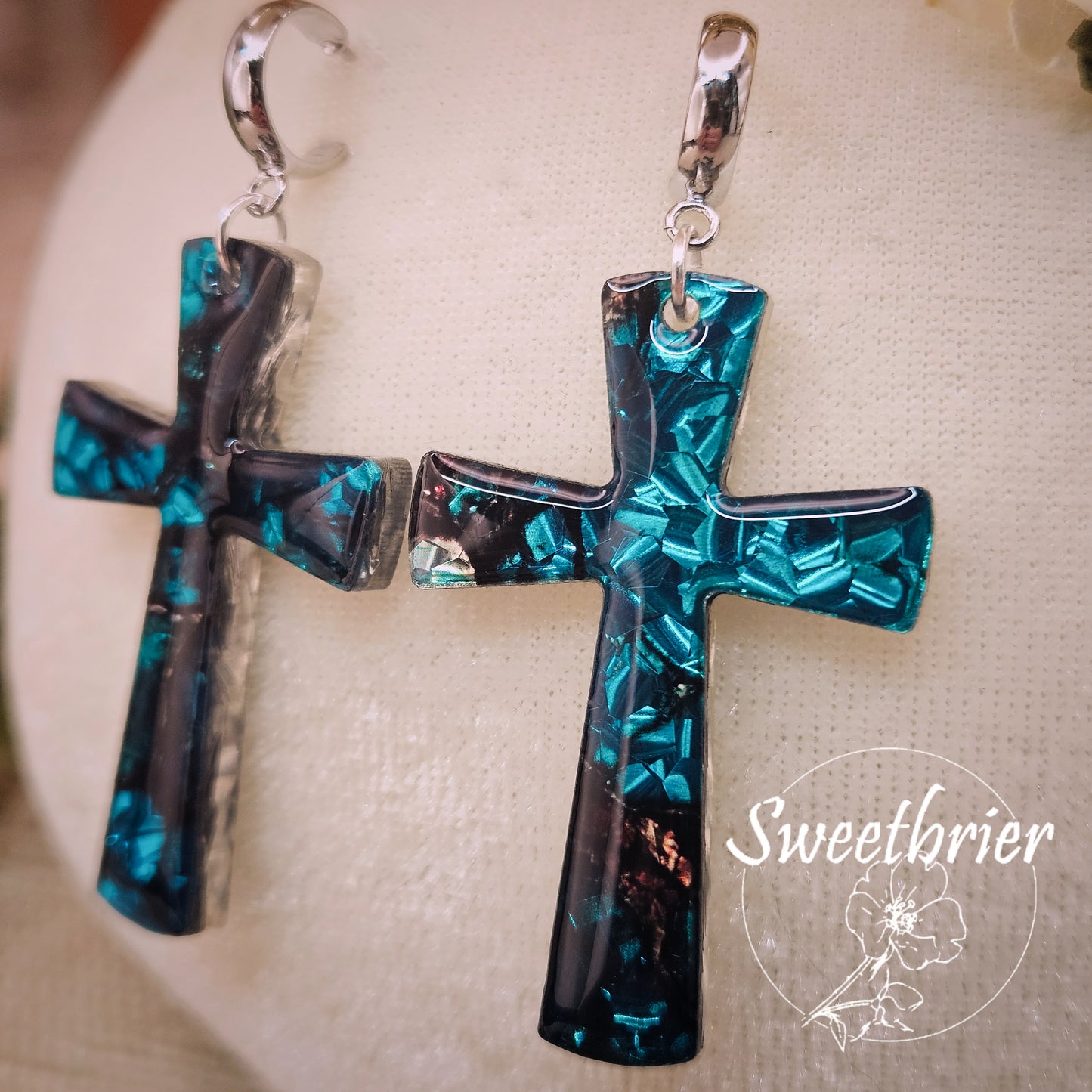 Turquoise Radiance Cross Earrings