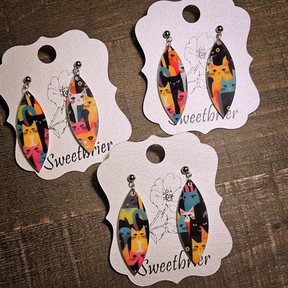 Colorful Cat Collage Earrings