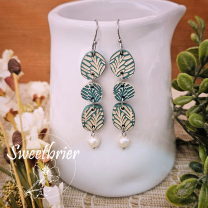 Teal Leaves Pearl Drops
