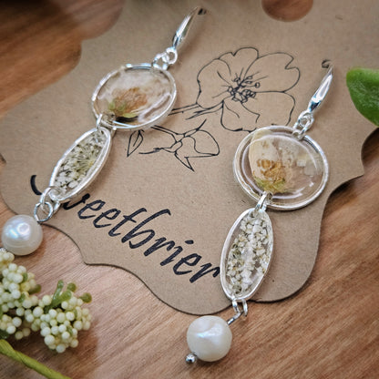 Ivory Bloom & Pearl Earrings