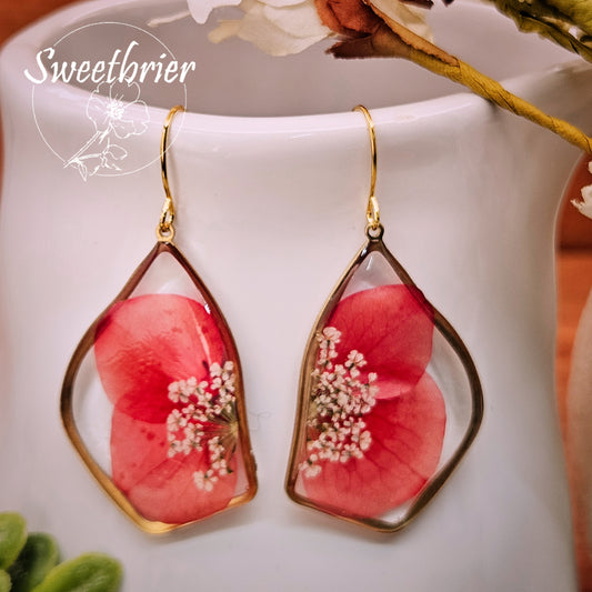 Pressed Pink Geometric Drop Earrings