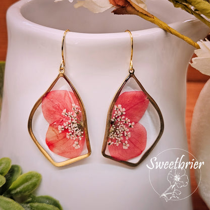 Pressed Pink Geometric Drop Earrings