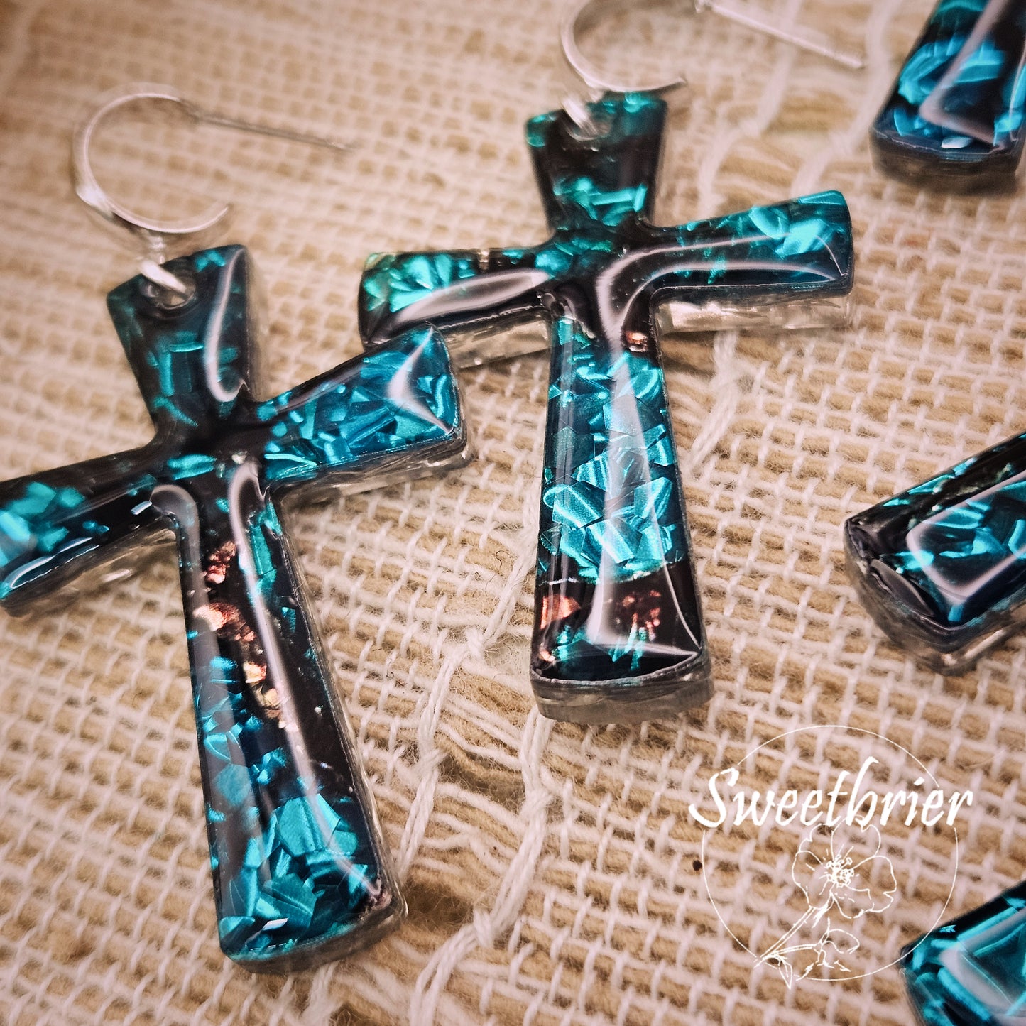 Turquoise Radiance Cross Earrings