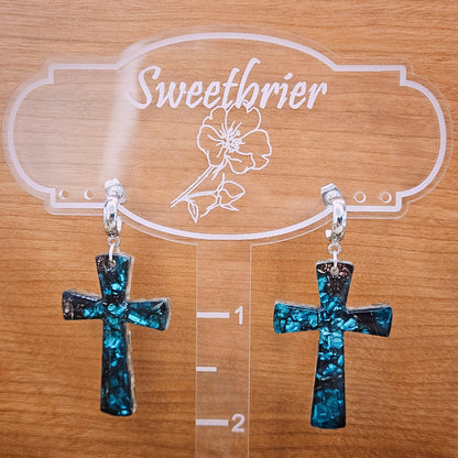 Turquoise Radiance Cross Earrings