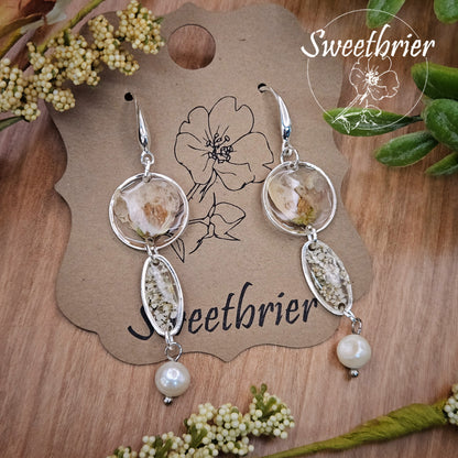 Ivory Bloom & Pearl Earrings